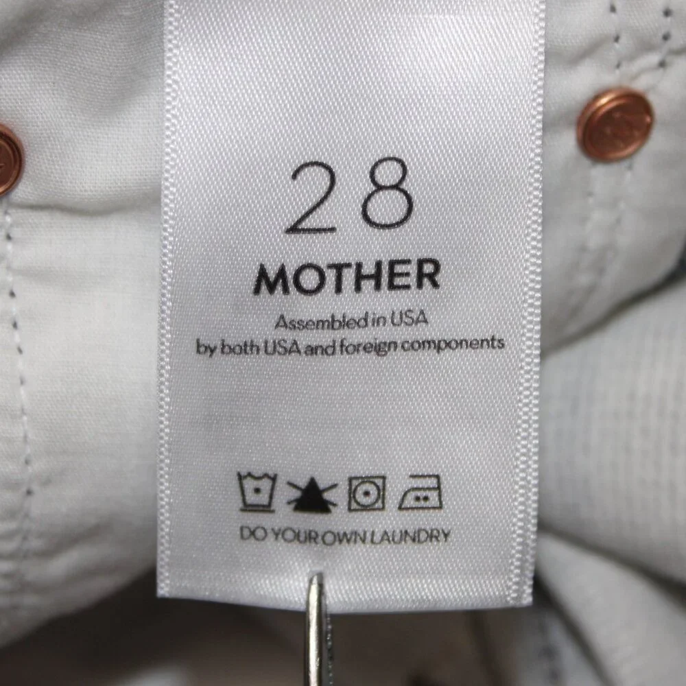 Mother Pant Sz 28 x 27 Black Blue White Striped Side Plaid Straight Cotton Pant - Picture 11 of 16